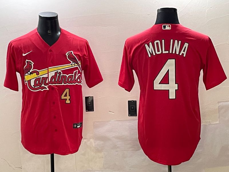 Men St.Louis Cardinals #4 Molina Red Game 2025 Nike MLB Jersey style 3